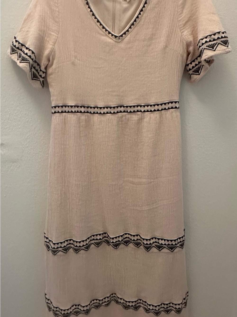 Roolee Cream Midi Dress with Black Trim